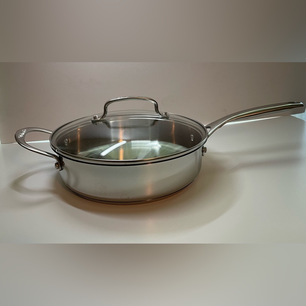 Cuisinart 3 Quart Stainless Steel Sauté Pan with Glass Lid Induction Ready 10”